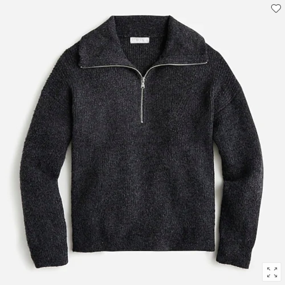 J.Crew Half-zip Stretch Sweater Alpaca blend Charcoal Gray Small
